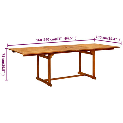 vidaXL Garten-Esstisch (160-240)x100x75 cm Massivholz Akazie