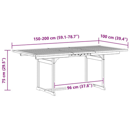 Garten-Esstisch (150-200)x100x75 cm Massivholz Akazie