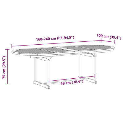 vidaXL Garten-Esstisch (160-240)x100x75 cm Massivholz Akazie