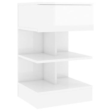 vidaXL Table de chevet blanc brillant 40x35x65 cm en bois d'ingénierie