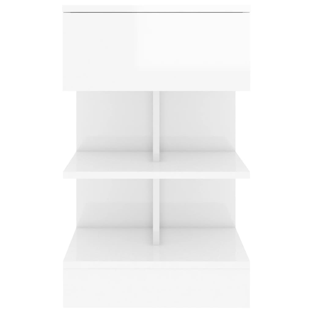 vidaXL Table de chevet blanc brillant 40x35x65 cm en bois d'ingénierie