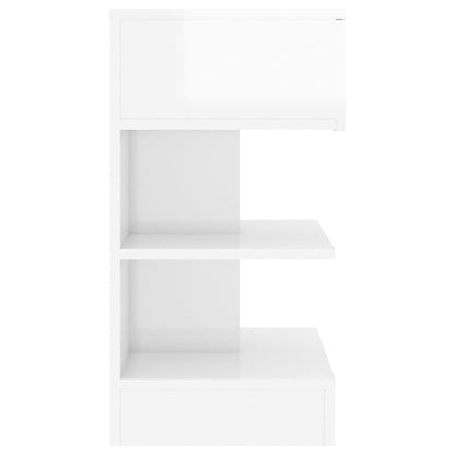 vidaXL Table de chevet blanc brillant 40x35x65 cm en bois d'ingénierie