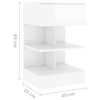 vidaXL Tables de chevet 2 pcs Blanc brillant 40x35x65 cm