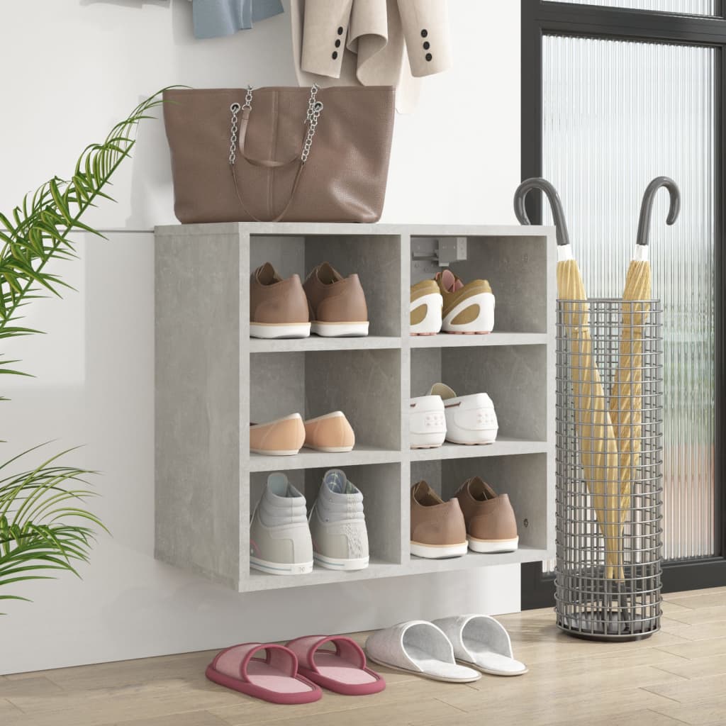 vidaXL Meuble à chaussures gris béton 52,5x30x50 cm