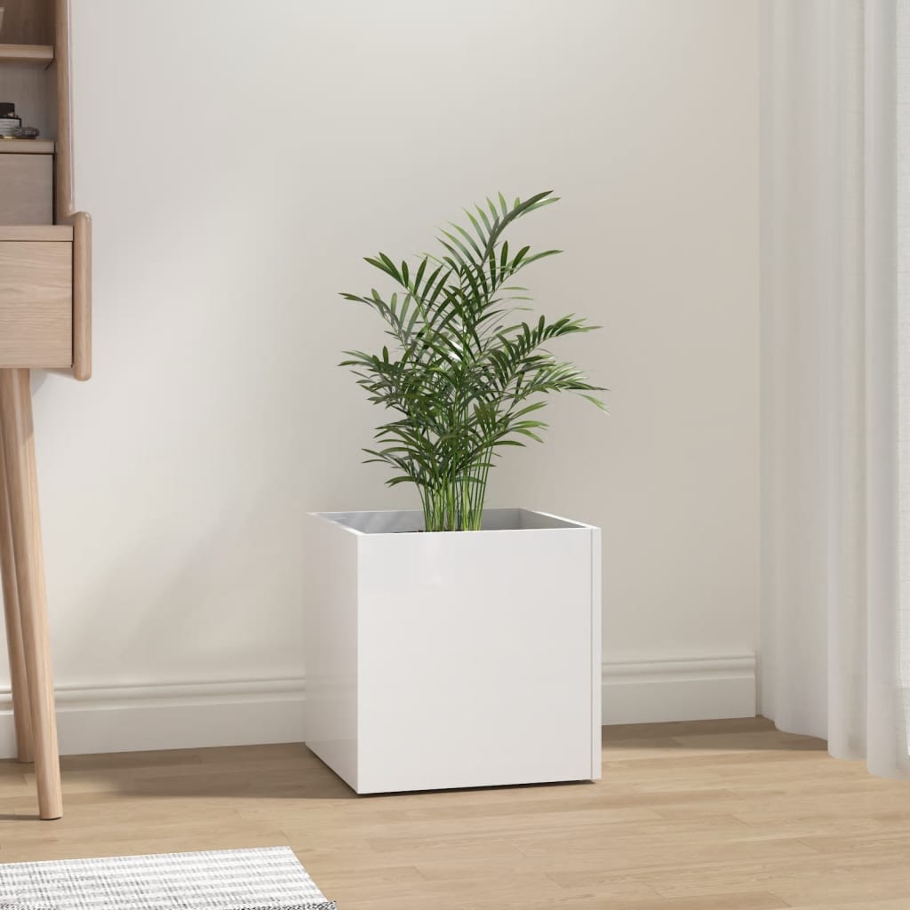 vidaXL Jardinière blanc brillant 40x40x40 cm bois d'ingénierie