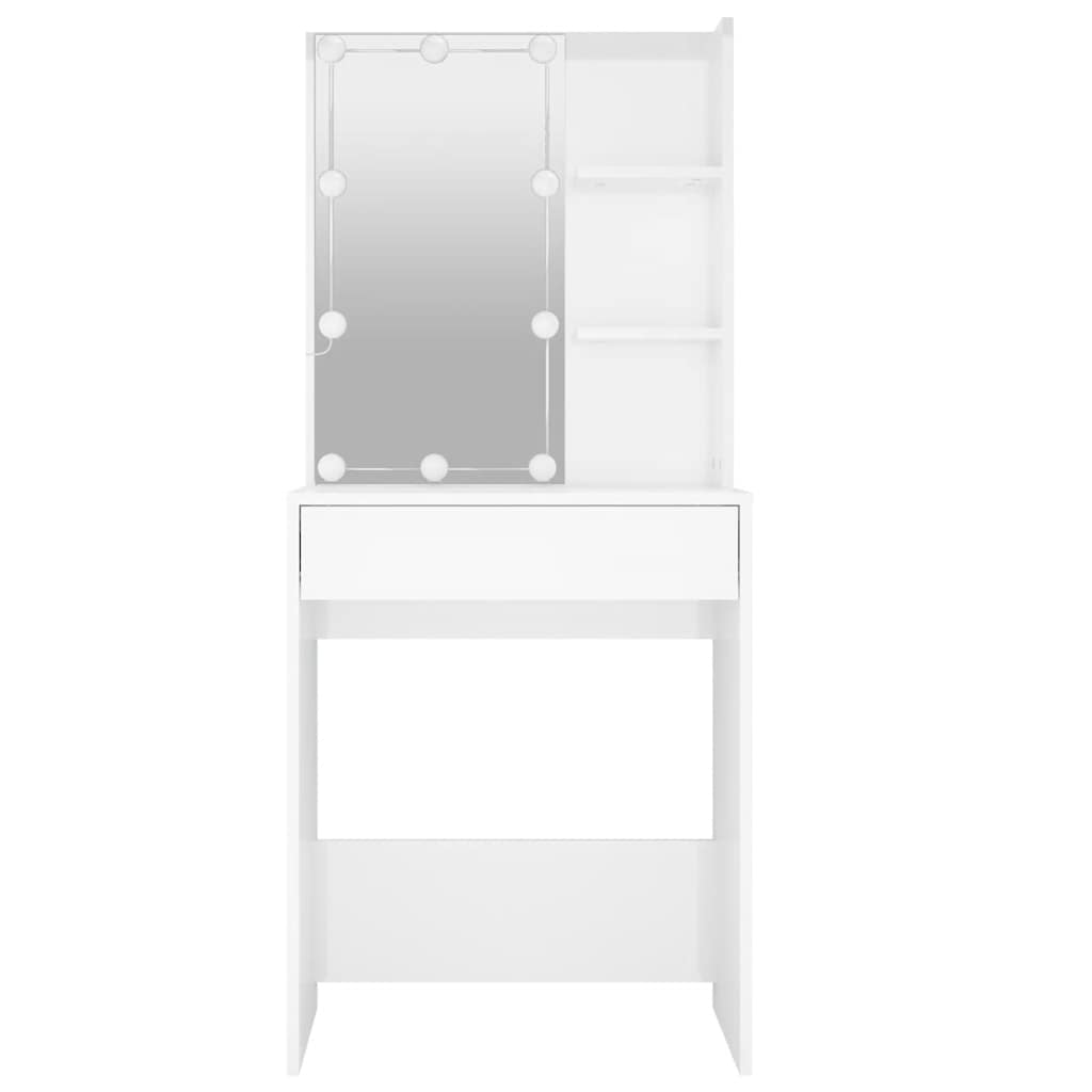 vidaXL Schminktisch mit LED Hochglanz-Weiß 60x40x140 cm