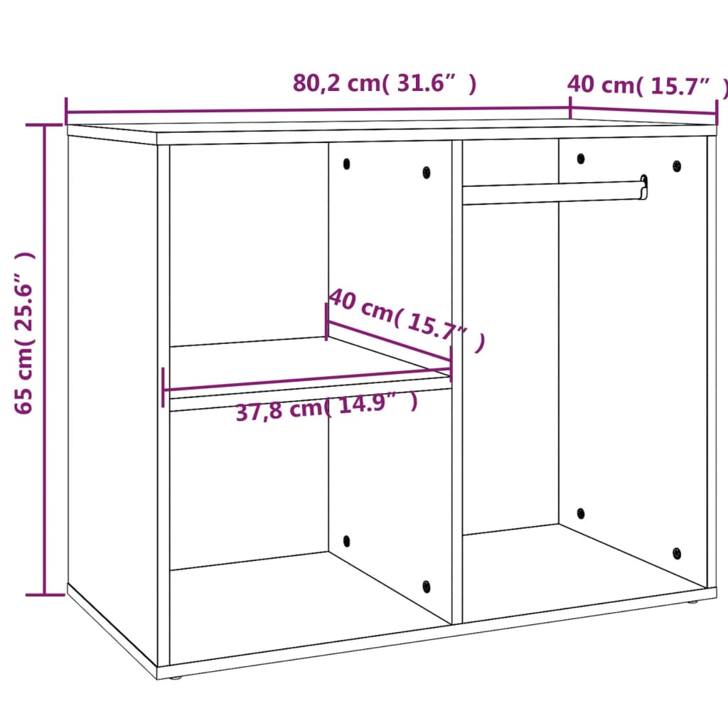 vidaXL Regal für Schminktisch Sonoma-Eiche 80x40x65 cm Holzwerkstoff