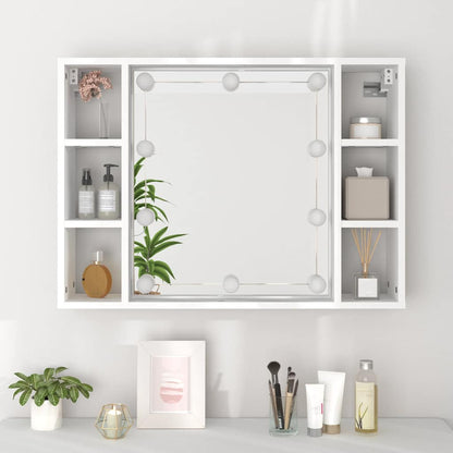 vidaXL Spiegelschrank mit LED Weiß 76x15x55 cm