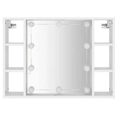vidaXL Spiegelschrank mit LED Weiß 76x15x55 cm