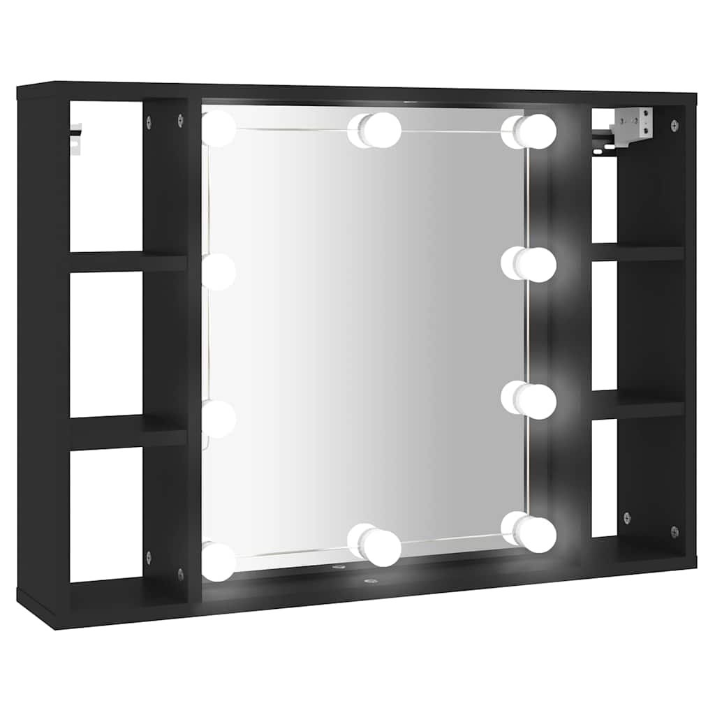 vidaXL Spiegelschrank mit LED Schwarz 76x15x55 cm