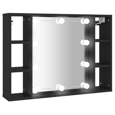 vidaXL Spiegelschrank mit LED Schwarz 76x15x55 cm