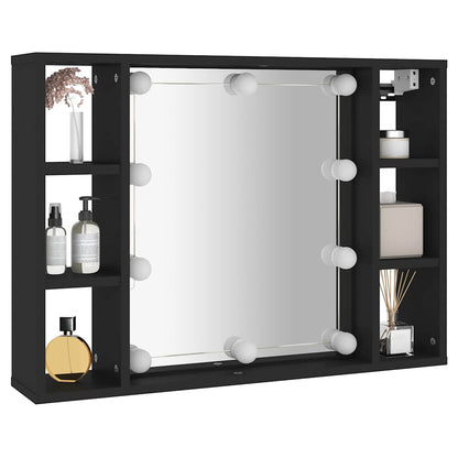 vidaXL Spiegelschrank mit LED Schwarz 76x15x55 cm