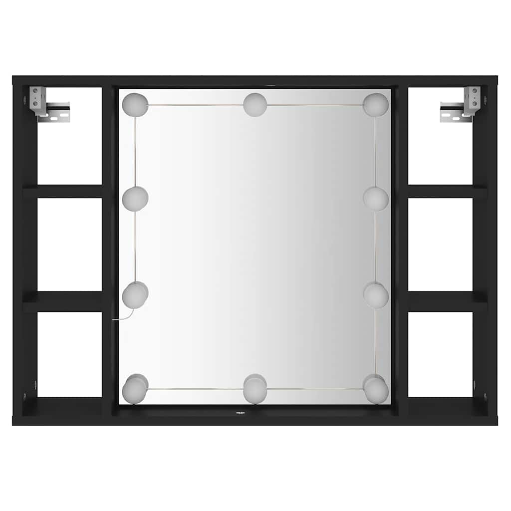 vidaXL Spiegelschrank mit LED Schwarz 76x15x55 cm