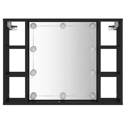 vidaXL Spiegelschrank mit LED Schwarz 76x15x55 cm