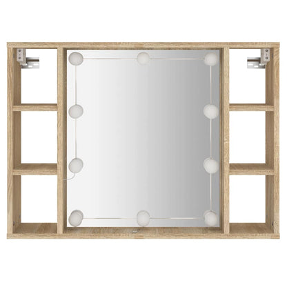 vidaXL Spiegelschrank mit LED Sonoma-Eiche 76x15x55 cm