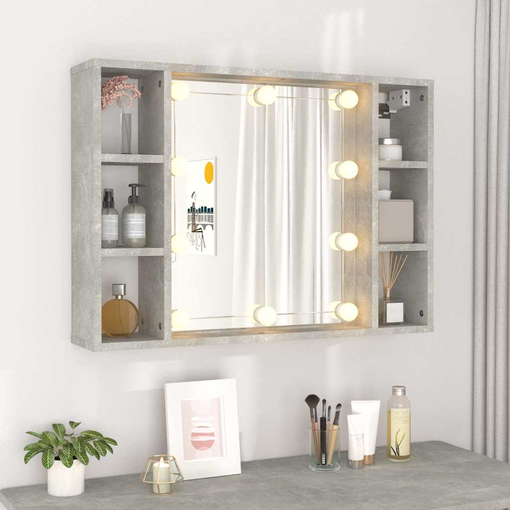 vidaXL Armoire de toilette avec LED gris béton 76x15x55 cm