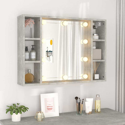 vidaXL Armoire de toilette avec LED gris béton 76x15x55 cm