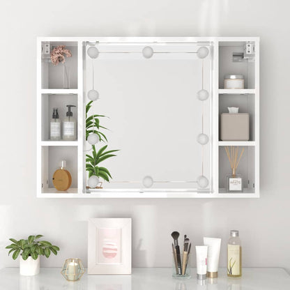 vidaXL Spiegelschrank mit LED Hochglanz-Weiß 76x15x55 cm