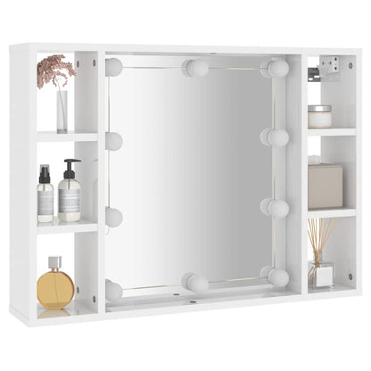vidaXL Spiegelschrank mit LED Hochglanz-Weiß 76x15x55 cm