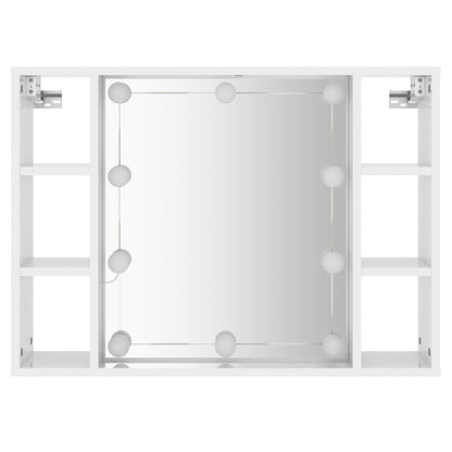 vidaXL Spiegelschrank mit LED Hochglanz-Weiß 76x15x55 cm
