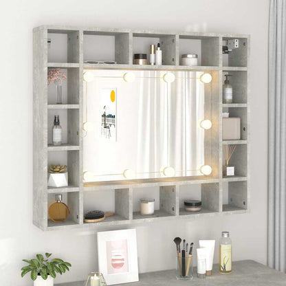 vidaXL Spiegelschrank mit LED Betongrau 91x15x76,5 cm