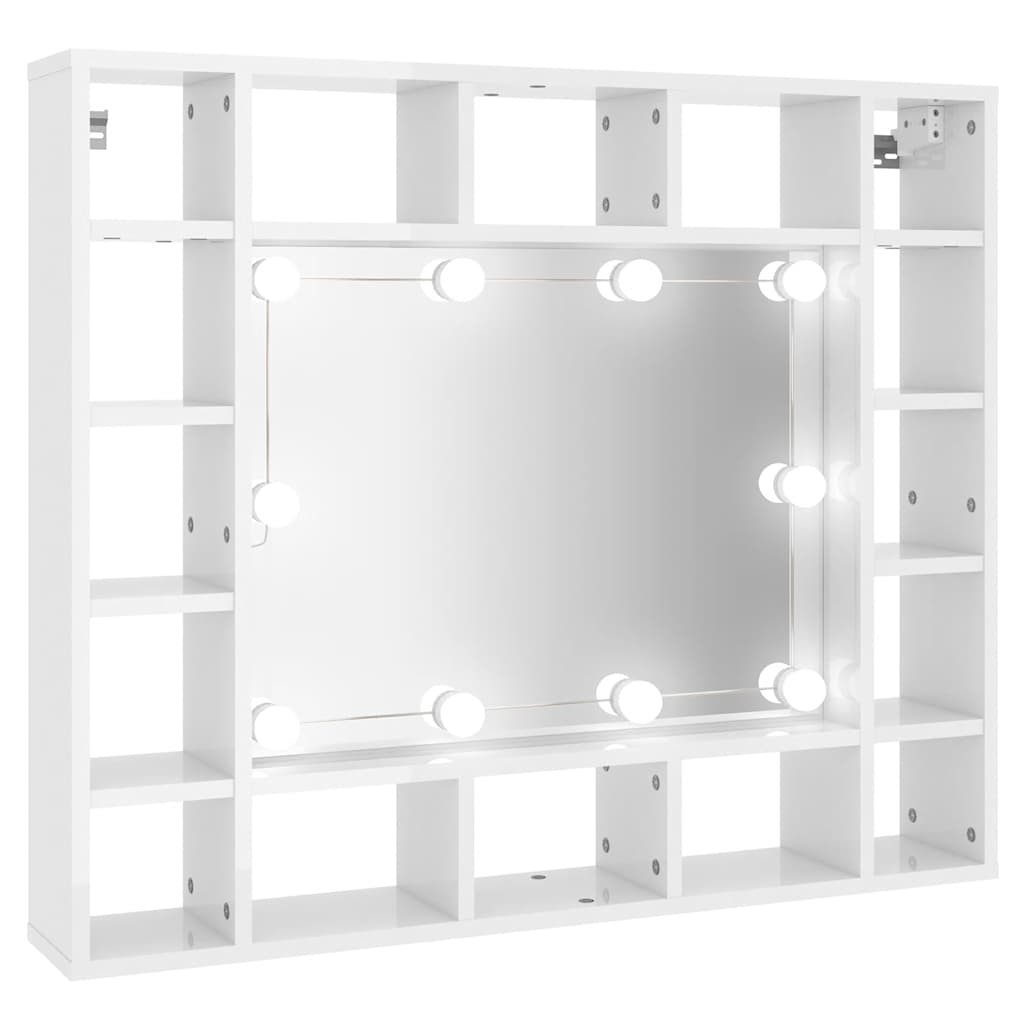 vidaXL Armoire de toilette avec LED Blanc brillant 91x15x76,5 cm