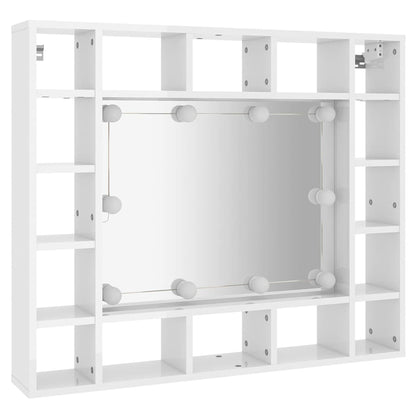 vidaXL Armoire de toilette avec LED Blanc brillant 91x15x76,5 cm