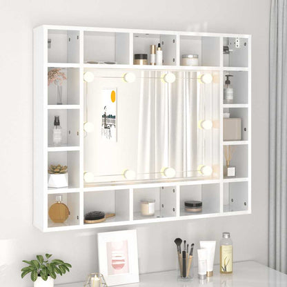 vidaXL Armoire de toilette avec LED Blanc brillant 91x15x76,5 cm