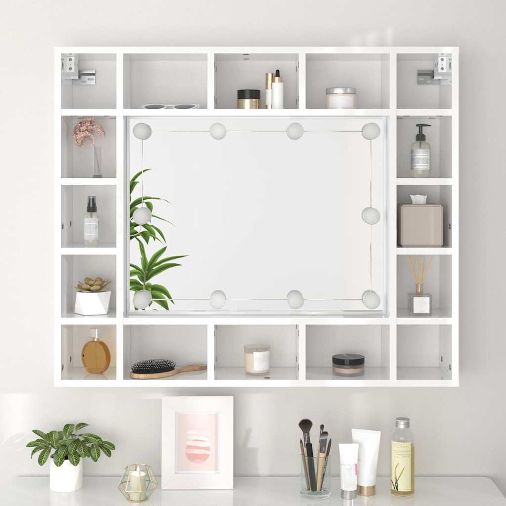 vidaXL Armoire de toilette avec LED Blanc brillant 91x15x76,5 cm