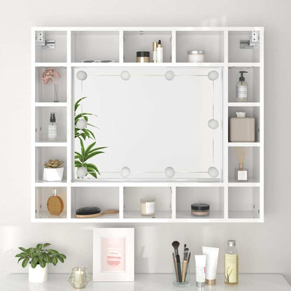vidaXL Armoire de toilette avec LED Blanc brillant 91x15x76,5 cm