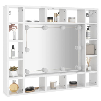 vidaXL Armoire de toilette avec LED Blanc brillant 91x15x76,5 cm