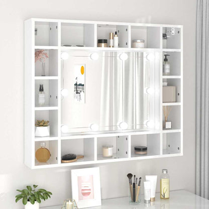 vidaXL Armoire de toilette avec LED Blanc brillant 91x15x76,5 cm