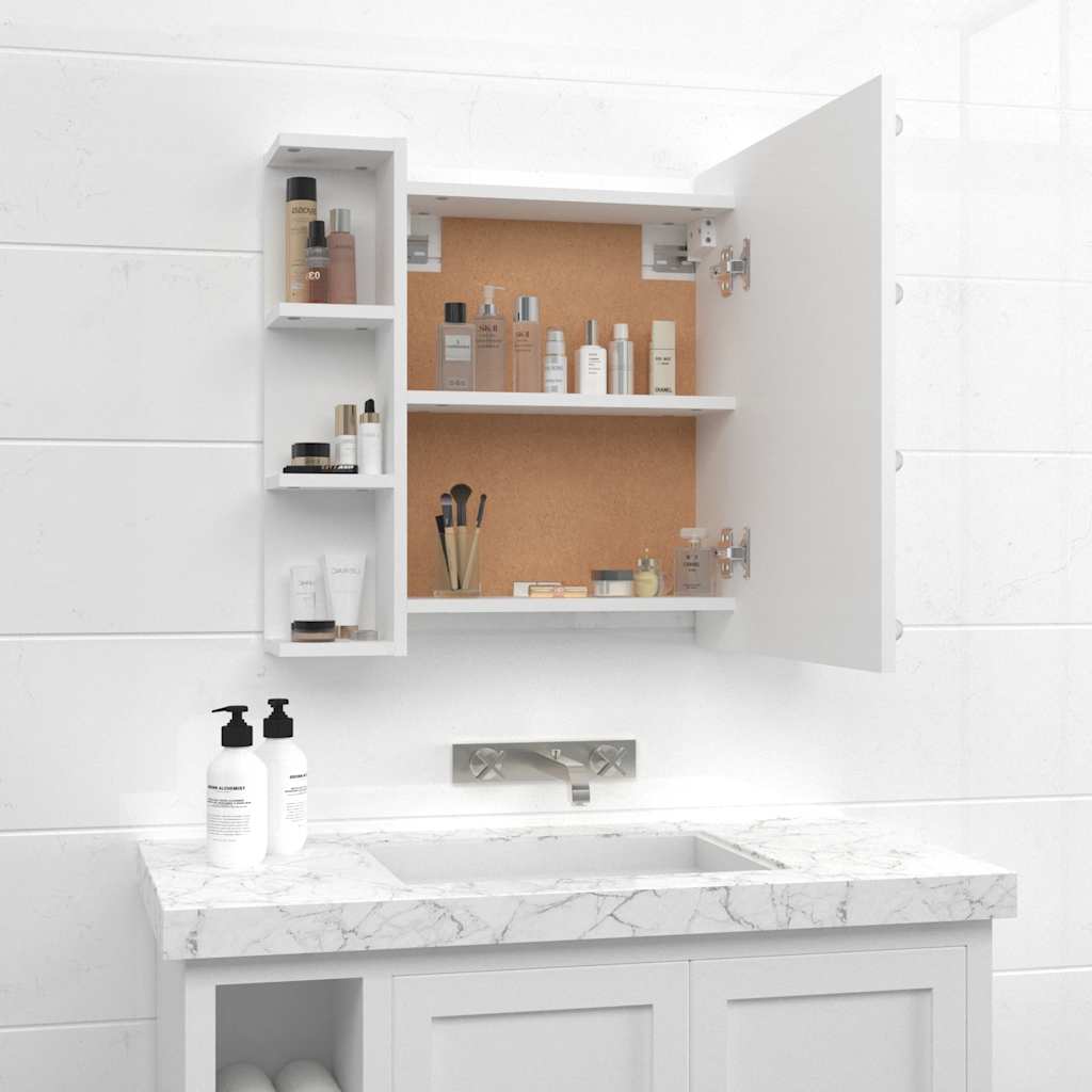 vidaXL Spiegelschrank mit LED Weiß 70x16,5x60 cm