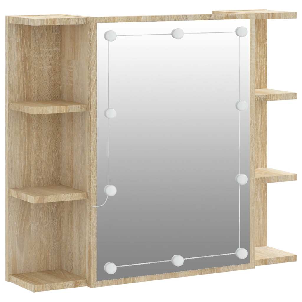 vidaXL Armoire de toilette avec LED Chêne Sonoma 70x16,5x60 cm