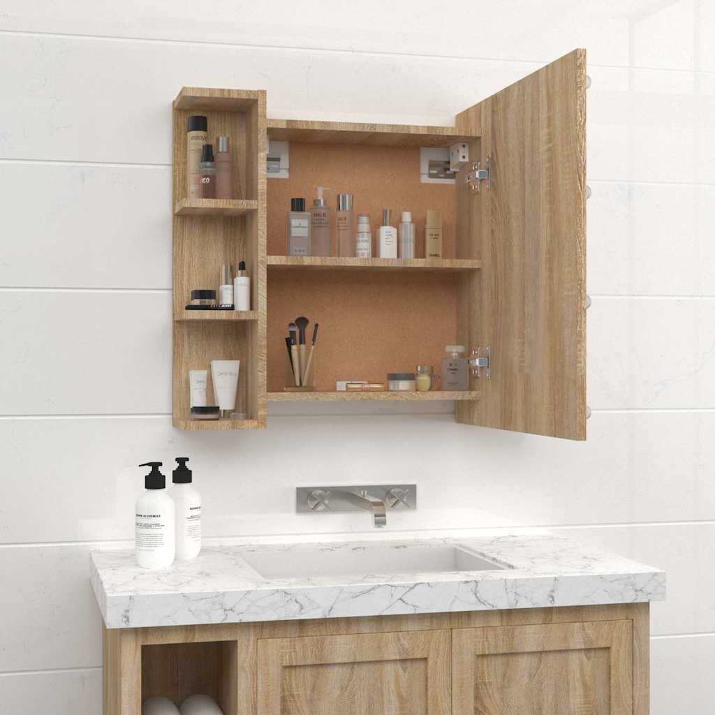 vidaXL Armoire de toilette avec LED Chêne Sonoma 70x16,5x60 cm