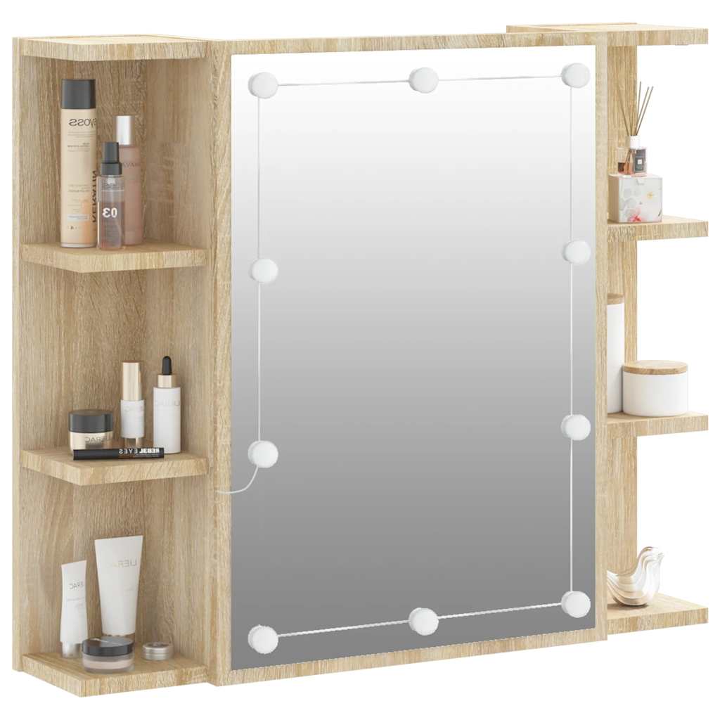 vidaXL Armoire de toilette avec LED Chêne Sonoma 70x16,5x60 cm