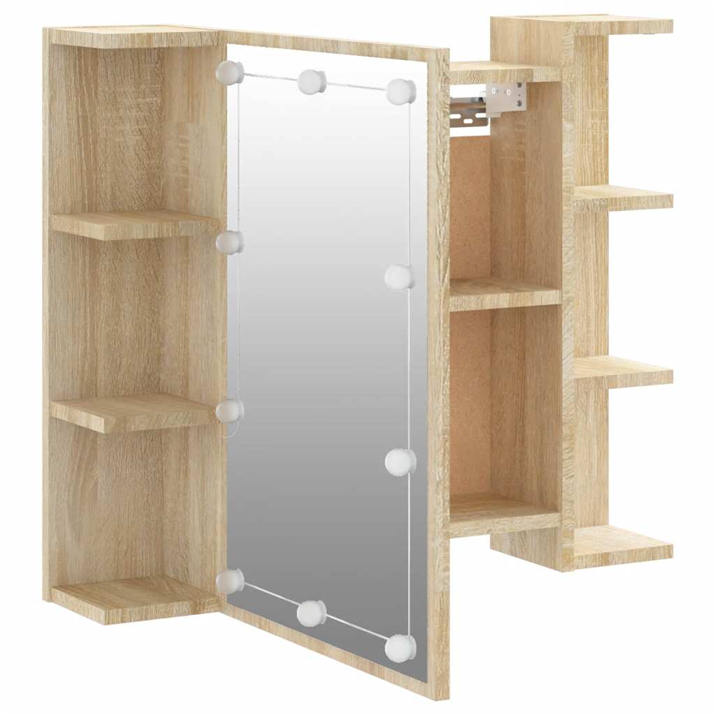 vidaXL Armoire de toilette avec LED Chêne Sonoma 70x16,5x60 cm