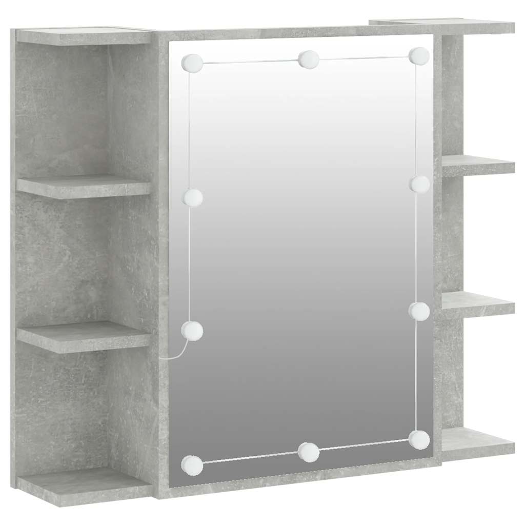 vidaXL Armoire de toilette avec LED gris béton 70x16,5x60 cm