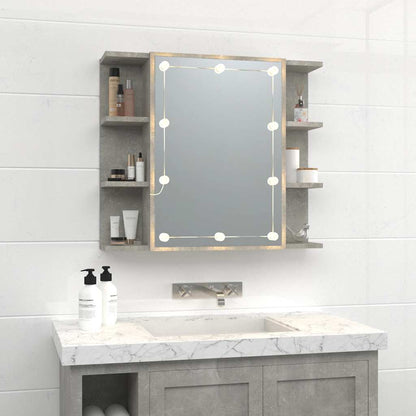 vidaXL Armoire de toilette avec LED gris béton 70x16,5x60 cm