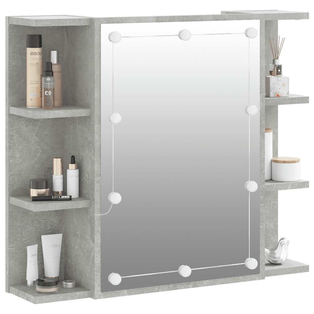 vidaXL Armoire de toilette avec LED gris béton 70x16,5x60 cm