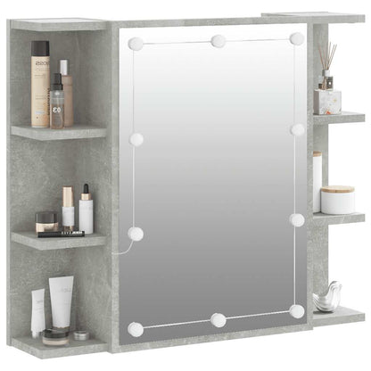 vidaXL Armoire de toilette avec LED gris béton 70x16,5x60 cm