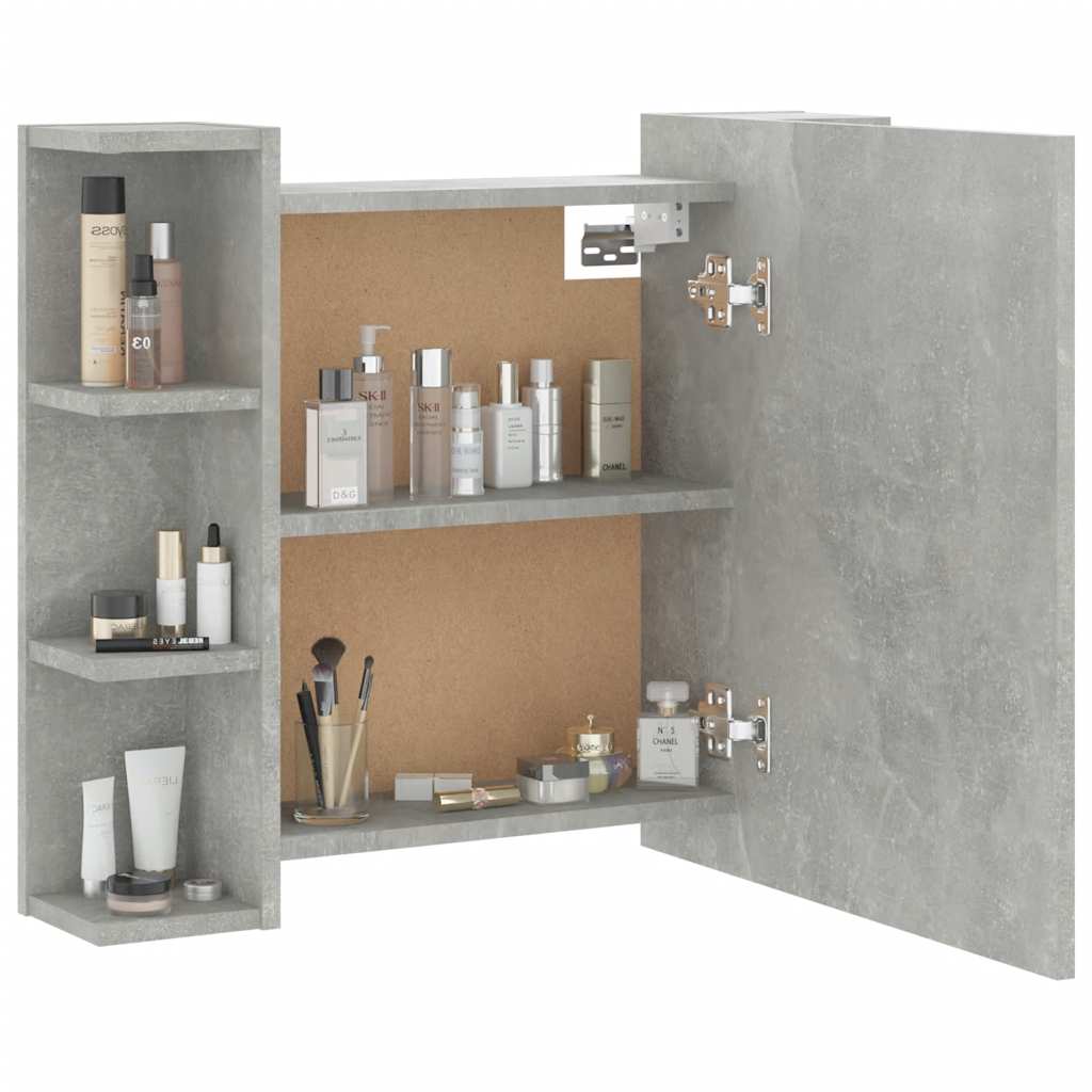 vidaXL Armoire de toilette avec LED gris béton 70x16,5x60 cm