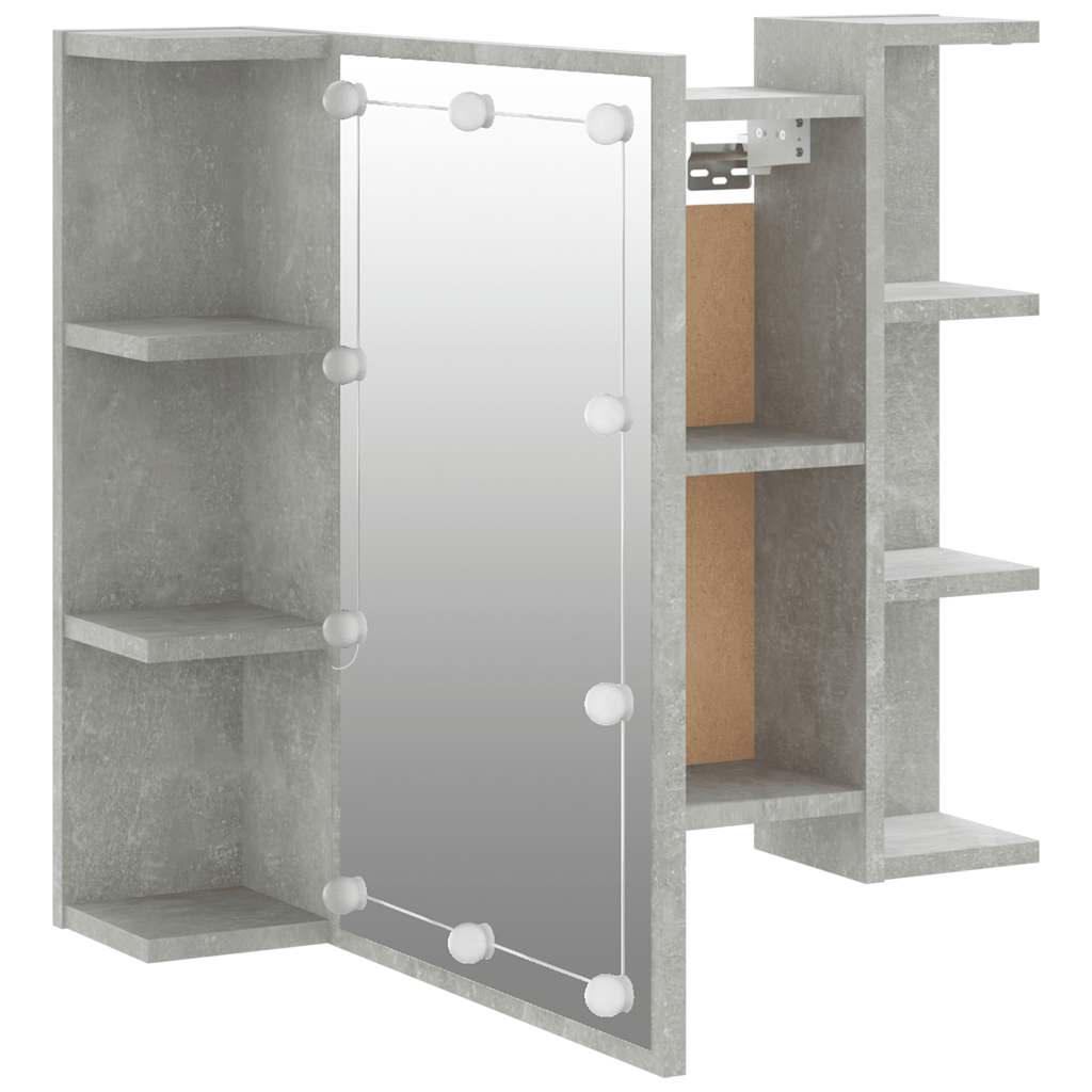 vidaXL Armoire de toilette avec LED gris béton 70x16,5x60 cm