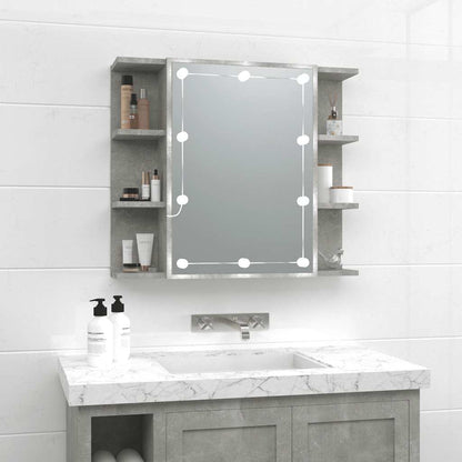 vidaXL Armoire de toilette avec LED gris béton 70x16,5x60 cm