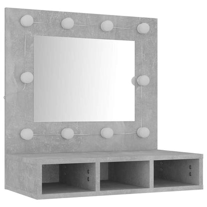 vidaXL Armoire de toilette avec LED gris béton 60x31,5x62 cm
