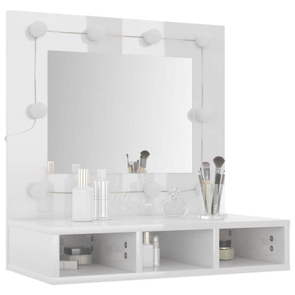 vidaXL Spiegelschrank mit LED Hochglanz-Weiß 60x31,5x62 cm