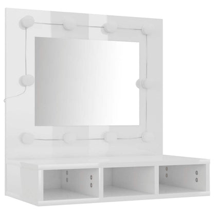 vidaXL Spiegelschrank mit LED Hochglanz-Weiß 60x31,5x62 cm