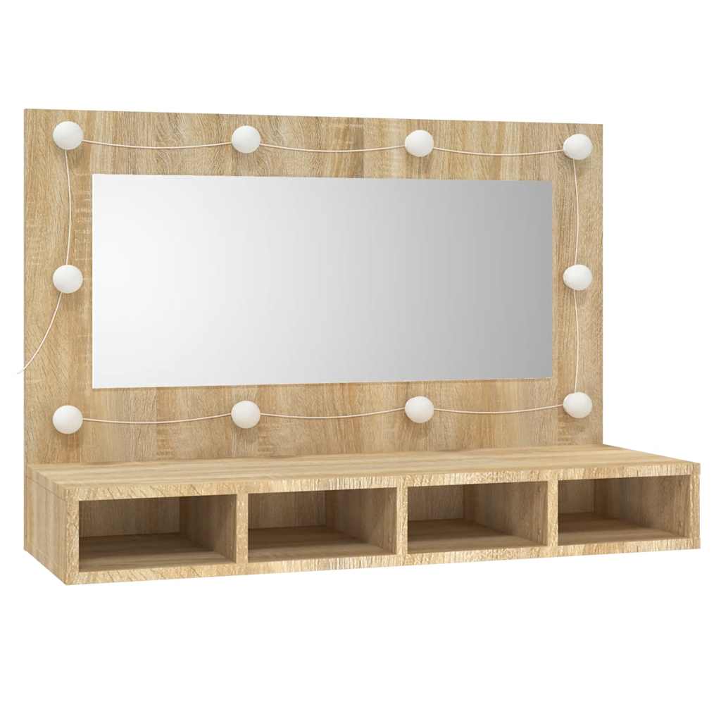 vidaXL Armoire de toilette à LED chêne Sonoma 90x31,5x62 cm