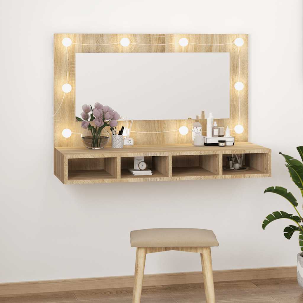 vidaXL Armoire de toilette à LED chêne Sonoma 90x31,5x62 cm