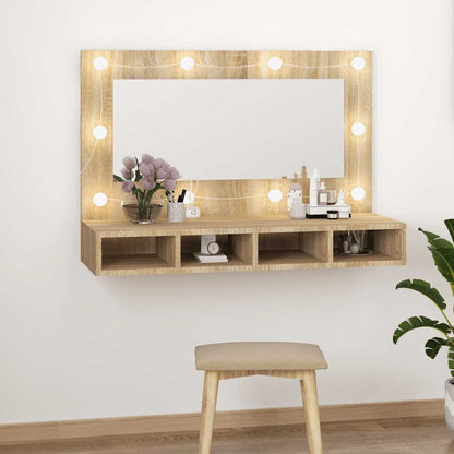 vidaXL Armoire de toilette à LED chêne Sonoma 90x31,5x62 cm